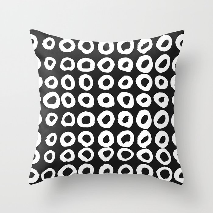 Pattern with hand-drawn ink, painted circles Throw Pillow