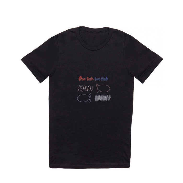Graphic T-Shirt | One Fish Two Fish Redshift Blueshift by Hail Sagan - Black - Medium - Classic T-shirts - Full Front Graphic - Society6