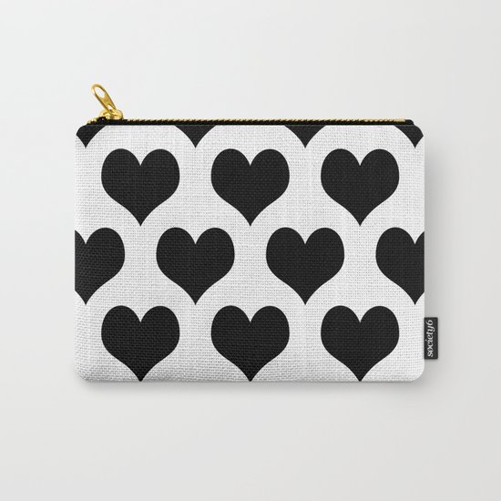 White Black Heart Minimalist Carry-All Pouch