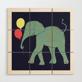 Baby Elephant with Balloons  Wood Wall Art