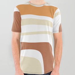 Palm Springs Mid-Century Minimalist Abstract Brown Ochre Beige White All Over Graphic Tee
