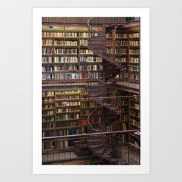 Old stairway in the art library at the Rijksmuseum in Amsterdam - Travel photography Art Print