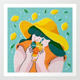 Happy Summer Hat Fruit Art Print