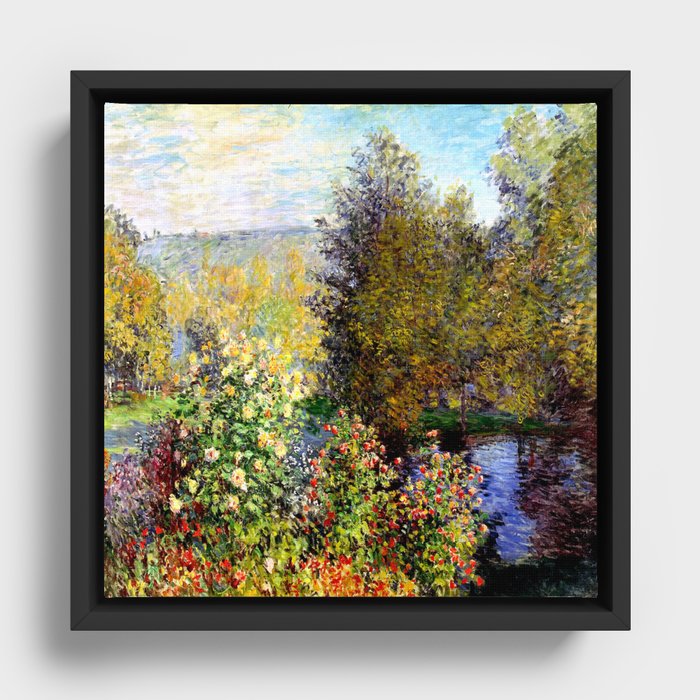 Claude Monet : A Corner of the Garden at Montgeron Framed Canvas