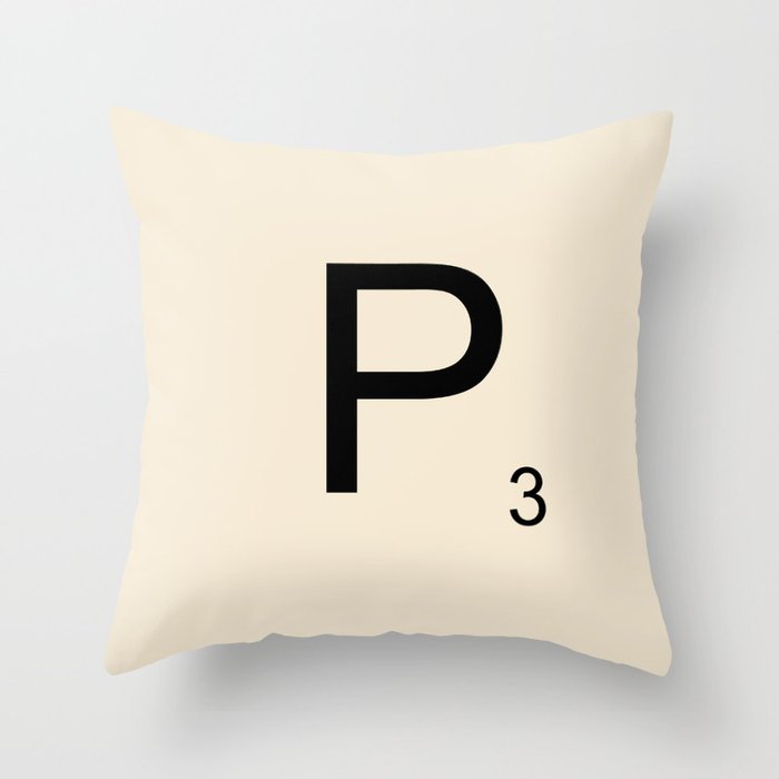 Scrabble Lettre P Letter Throw Pillow