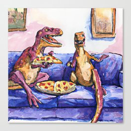 T-Rex pizza party Canvas Print