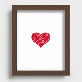Many stairs and doors in red heart with white background Recessed Framed Print