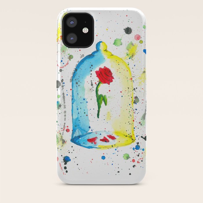 Rose Beauty And The Beast Watercolor Painting Iphone Case By