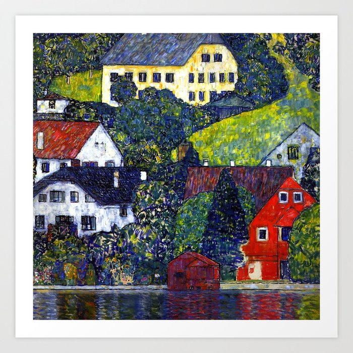 Gustav Klimt Houses at Unterach Art Print
