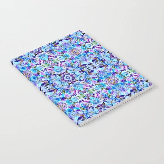 Turquoise Blue Flower Girly Pattern Notebook