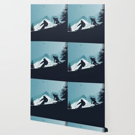 Winter Sport • Best Skiing Design Ever • Blue Background Wallpaper