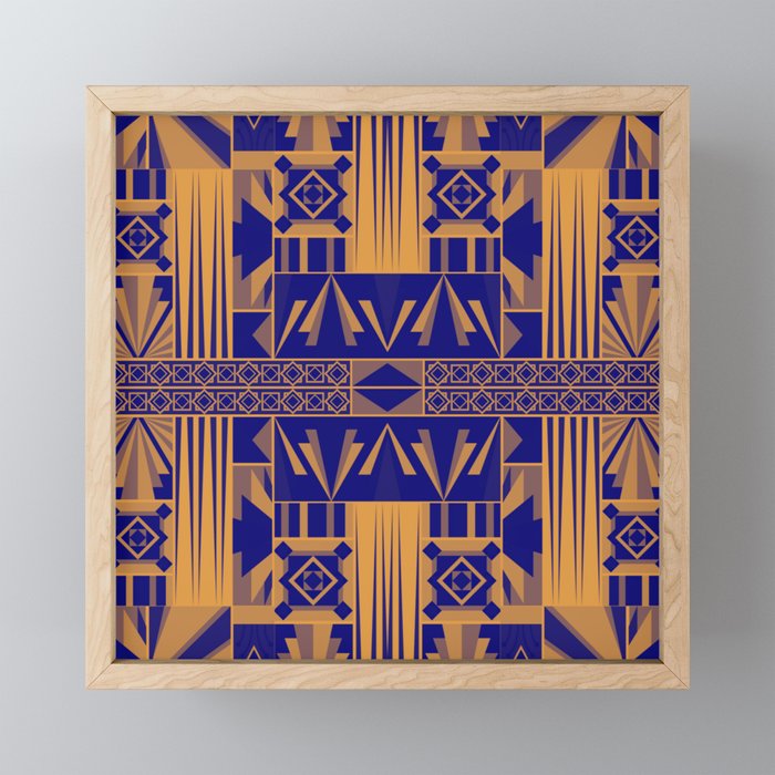 Art Deco Abstract Pattern Royal Blue Framed Mini Art Print