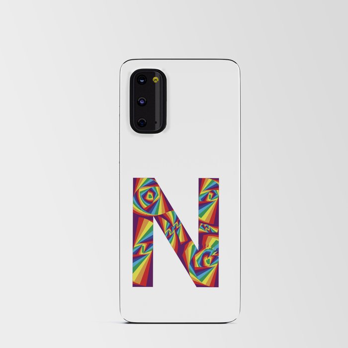 capital letter N with rainbow colors and spiral effect Android Card Case