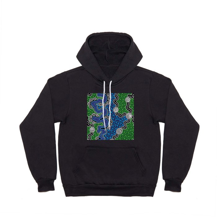 Authentic Aboriginal Art - The River (green) Hoody