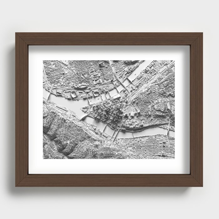 Pittsburgh 3D Map Recessed Framed Print