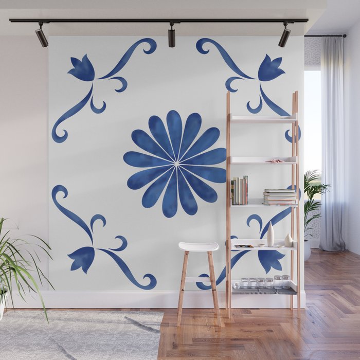 Blue Tile Wall Mural