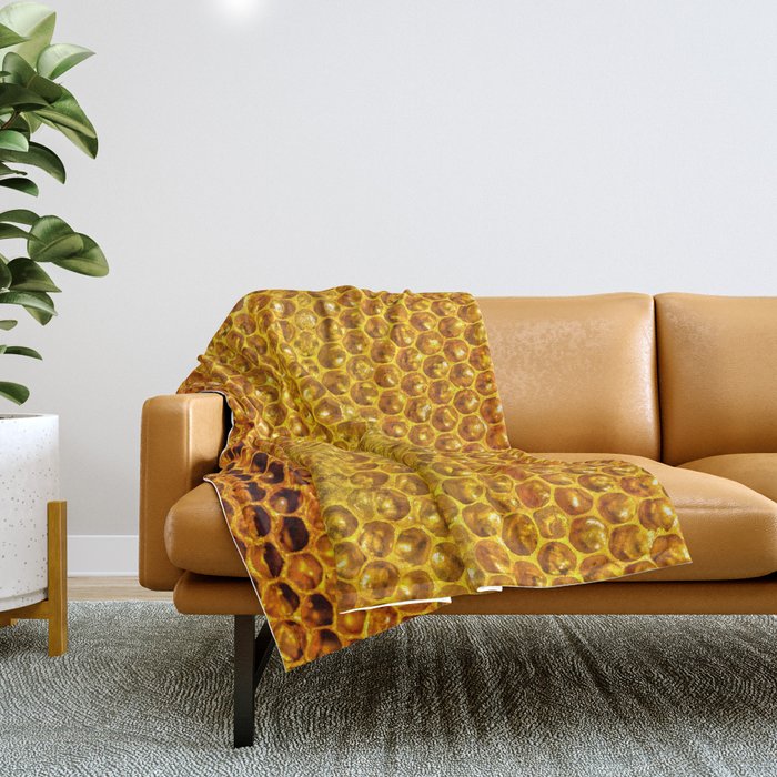 Yellow honey bees comb Throw Blanket