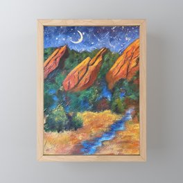 Boulder's Flatirons by Moonlight Framed Mini Art Print