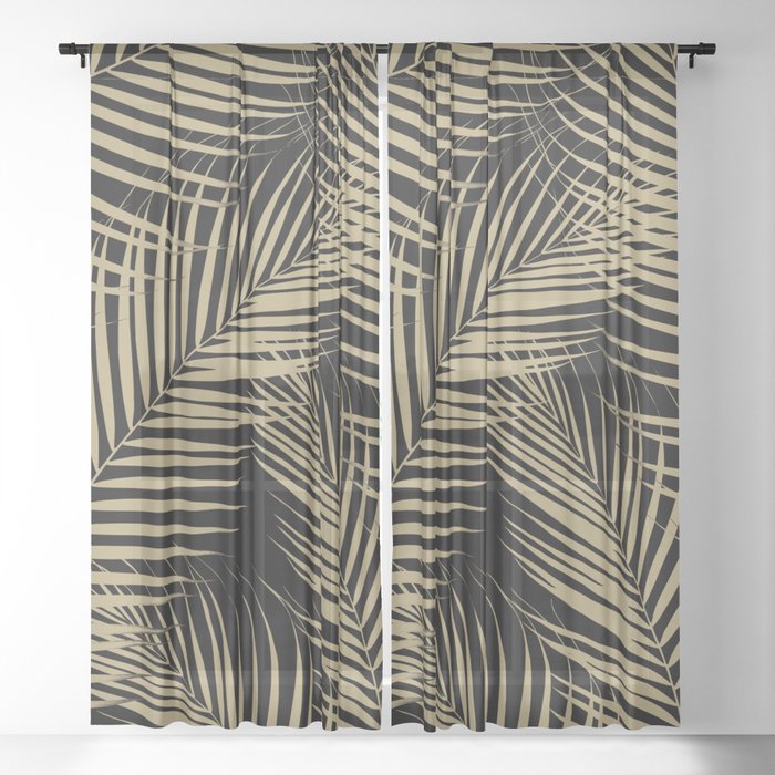 Palm Leaves - Gold Cali Vibes #9 #tropical #decor #art #society6 Sheer Curtain