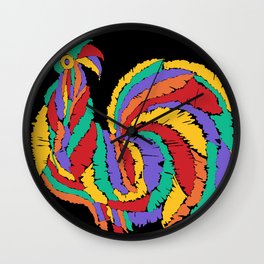 Rainbow Colored Chicken cockerel , Pride Rooster Wall Clock