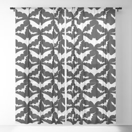 Black and White Bats Sheer Curtain