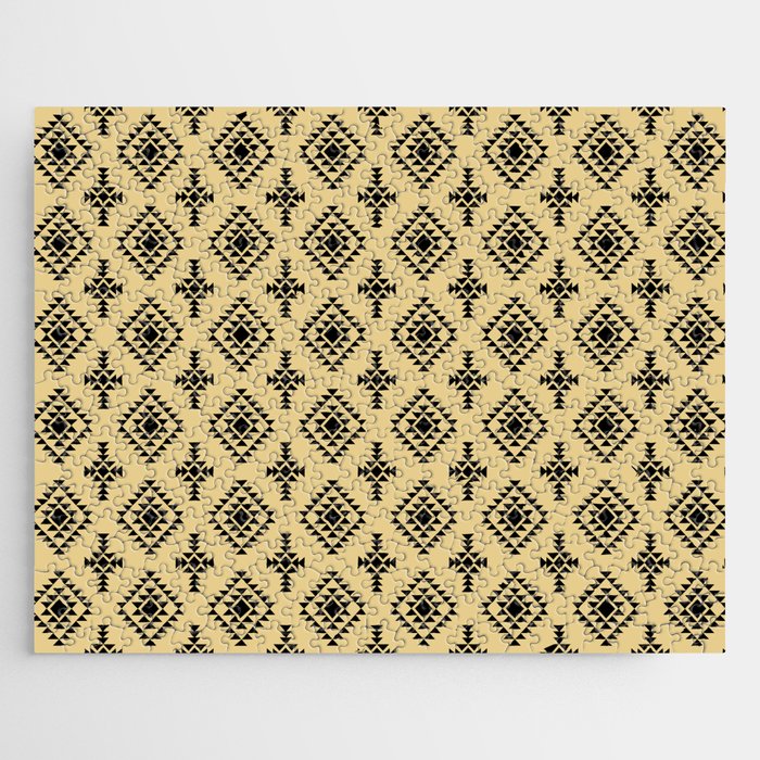 Tan and Black Native American Tribal Pattern Jigsaw Puzzle
