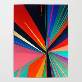 Colored abstract background with radial, radiating, converging lines Poster