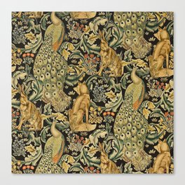 William Morris Teal Forest,peacock,birds Canvas Print