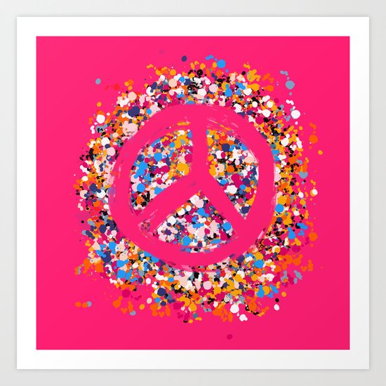 Pink Peace Symbol Abstract Painting Art Print By Emmanuelsignorino