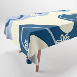 Daisy Groove - Dark Blue, Light Blue and Cream Tablecloth