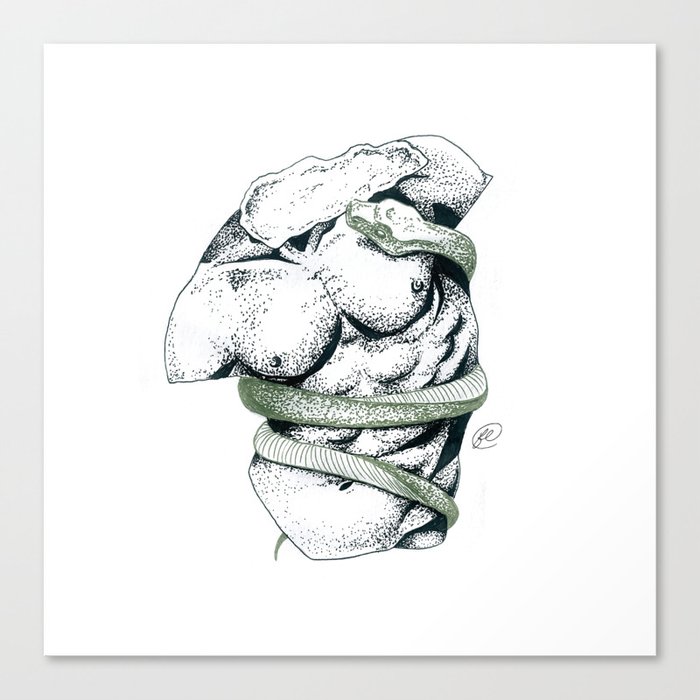 Greek Statue Snake Torso Canvas Print