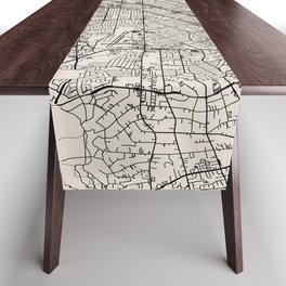 USA, Riverside City Map - Black and White Table Runner