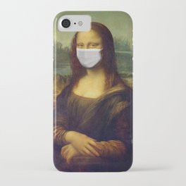 Mona lisa with face mask iPhone Case