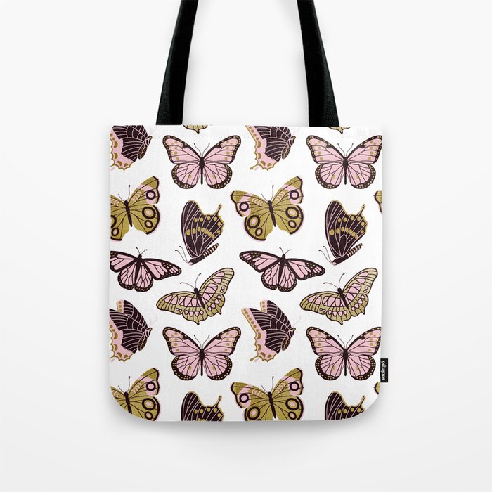 Texas Butterflies – Blush and Gold Pattern Tote Bag