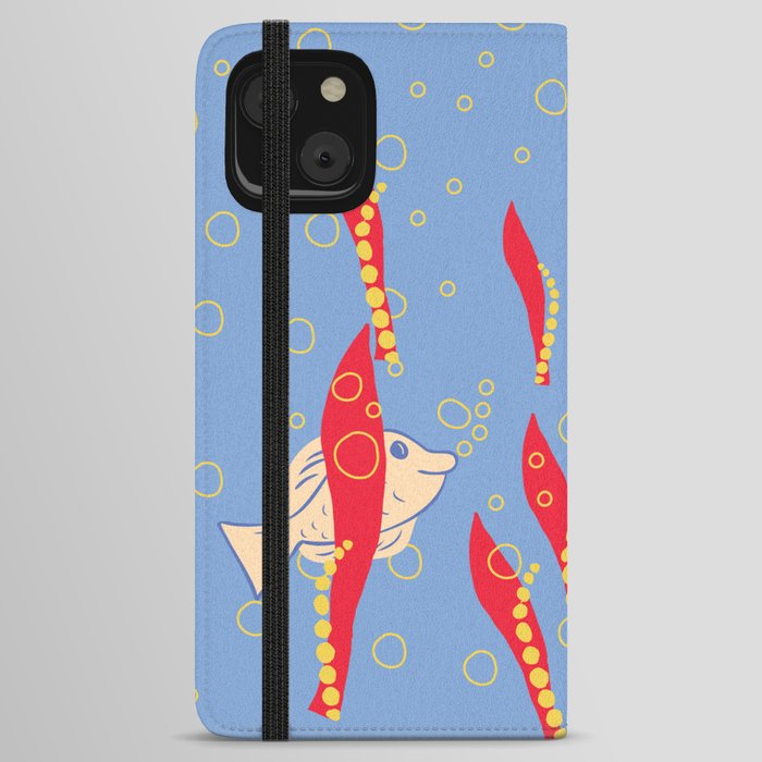 Seaweed bubbles - Coral iPhone Wallet Case