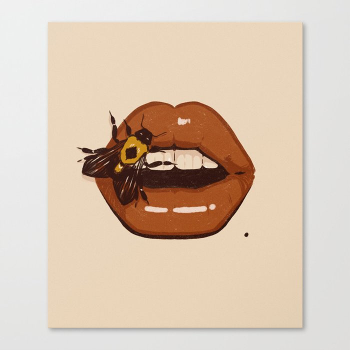 Lips and Bee Canvas Print