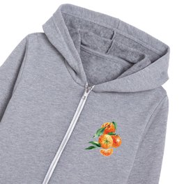 Tangerines. Whole Fruit, Slices, Pieces And Leaves Kids Zip Hoodie