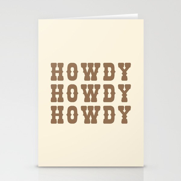 Beige and Brown Bold Howdy Print Stationery Cards