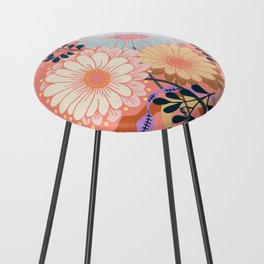 Peachy bouquet of flowers in soft chalky tones Counter Stool
