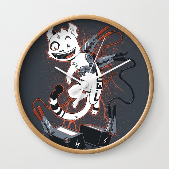 Cybercat Charges Up Wall Clock