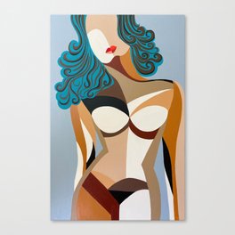 Woman with Red Lips Canvas Print