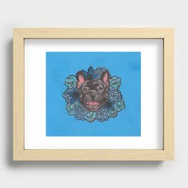 Flower French Bulldog Recessed Framed Print
