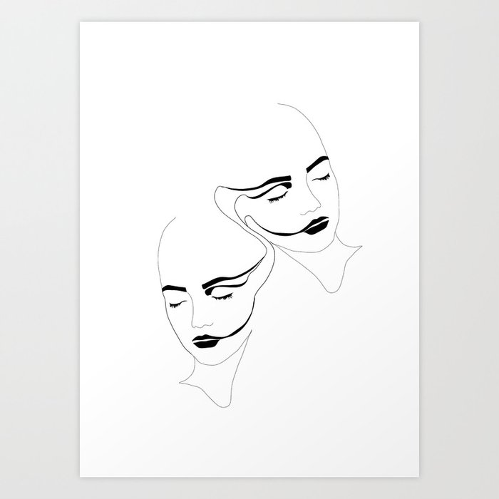 Two Faces Art Print By Dada22 Society6,Anime Girl Body Template With Hair