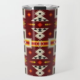 Tribal Cross Camp Fire Burgundy Blanket Pattern Travel Mug