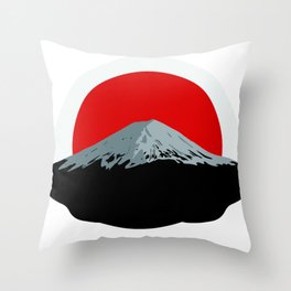 Mount Fuji with rising sun Throw Pillow