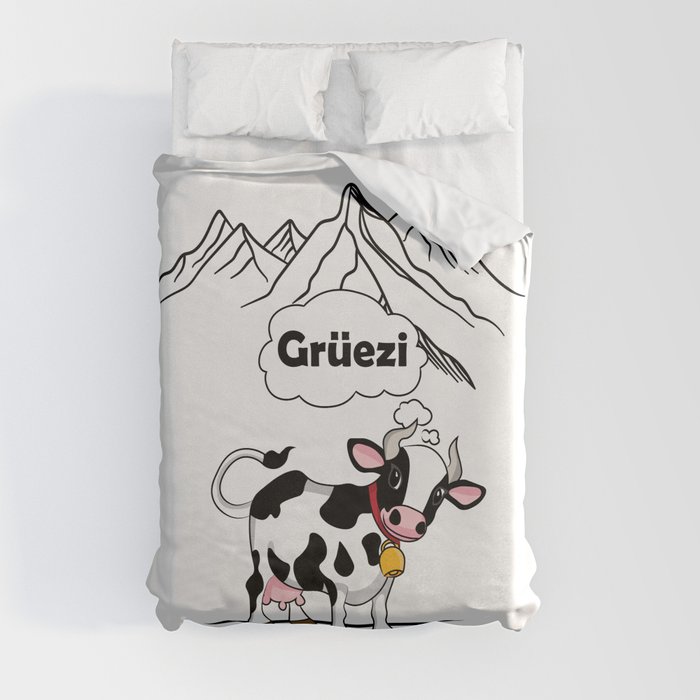 Swiss Cow - Gruezi Switzerland Travel Duvet Cover