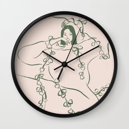 Tangled Plants lines (olive) Wall Clock