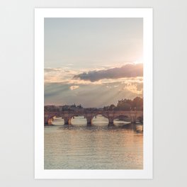 River Seine Paris | Sunset over bridge in Paris | Travel photography | Architecture of Paris Art Print