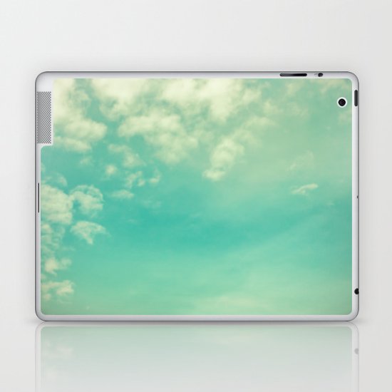 Retro Vintage Blue Turquoise Fall Sky and Clouds Laptop & iPad Skin