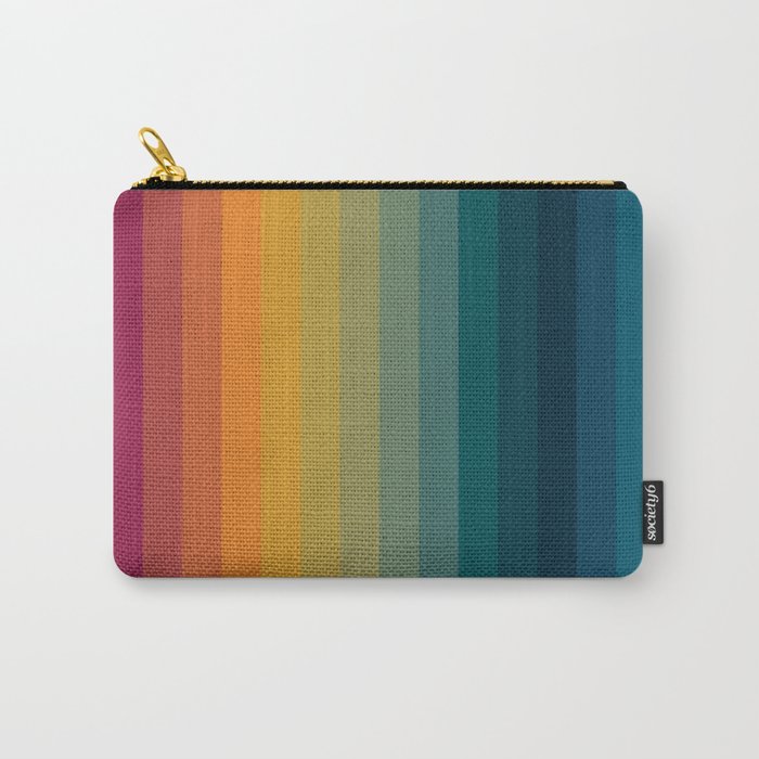 Colorful Abstract Vintage 70s Style Retro Rainbow Summer Stripes Carry-All Pouch